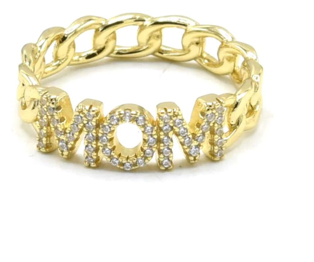 MOM Ring 925 Sterling Silver 14K Gold Plated Size 6